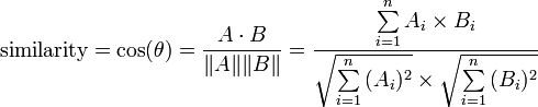 fórmula de similaridade de cosseno